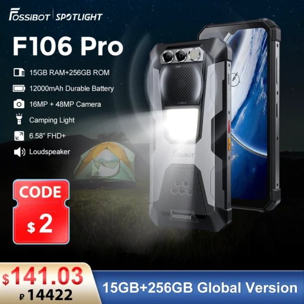 [World Premeire] FOSSiBOT F106 PRO Rugged Smartphone 15GB+256GB MTK G85 Android 14 12000mAh Cellphone Mobile phoneS 6.58”FHD+30W 1